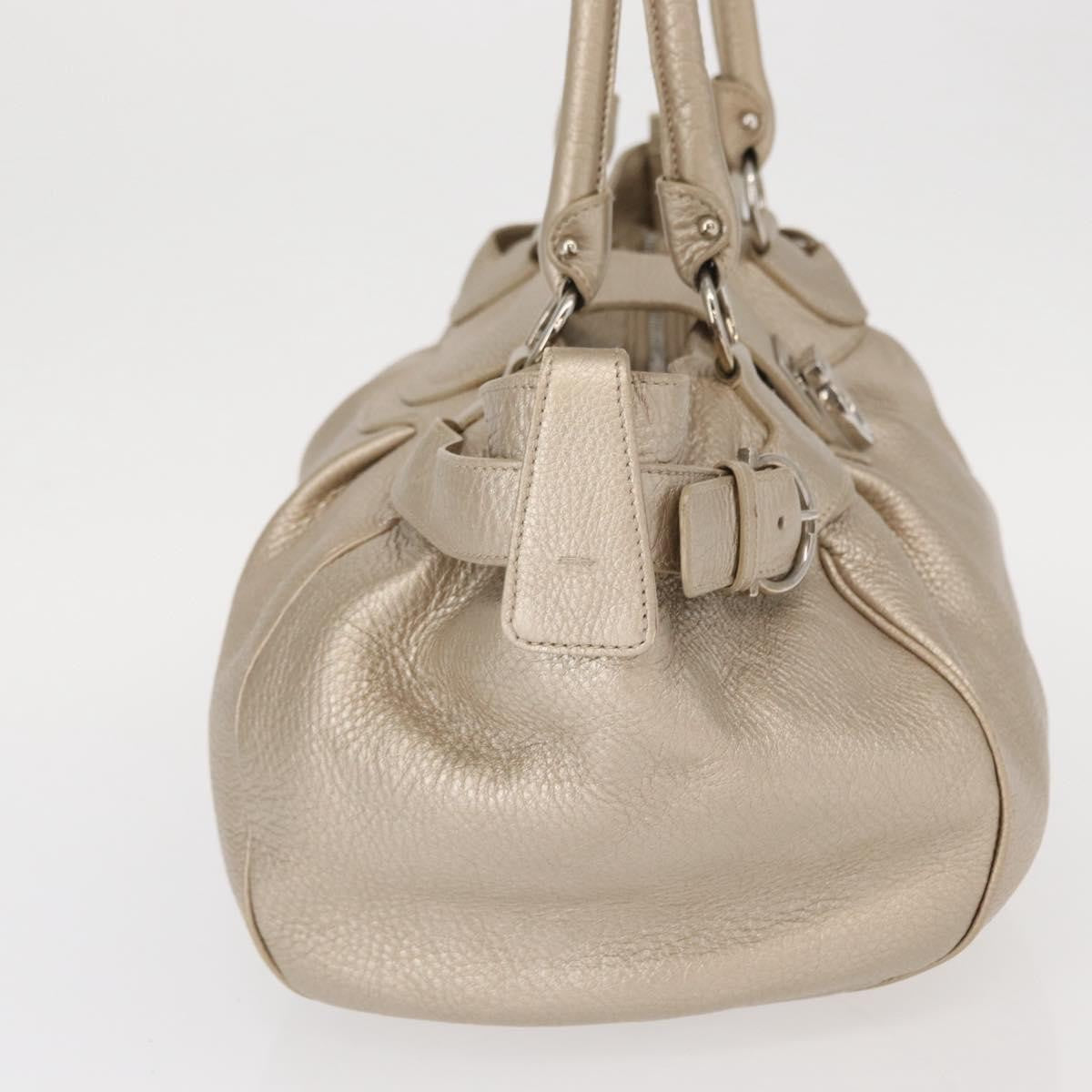 Salvatore Ferragamo Gancini Leather Gold Leather Handbag (Pre-Owned)