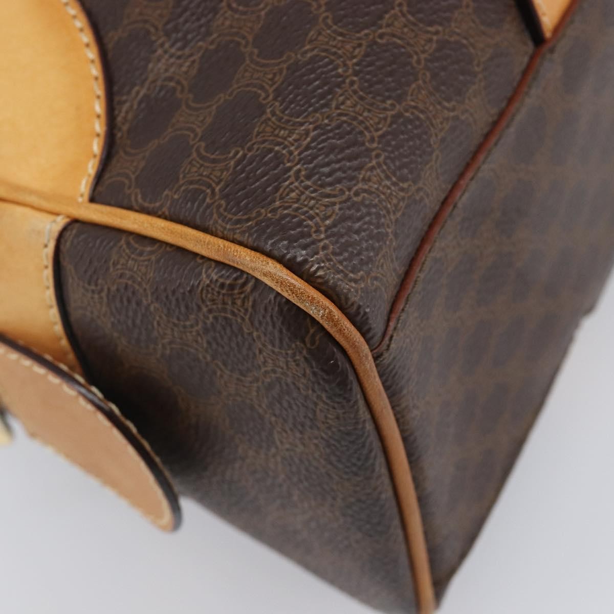 Celine Vintage Shoulder Bag Macadam Canvas & Leather Brown Pvc Shoulder Bag Bag (Pre-Owned)