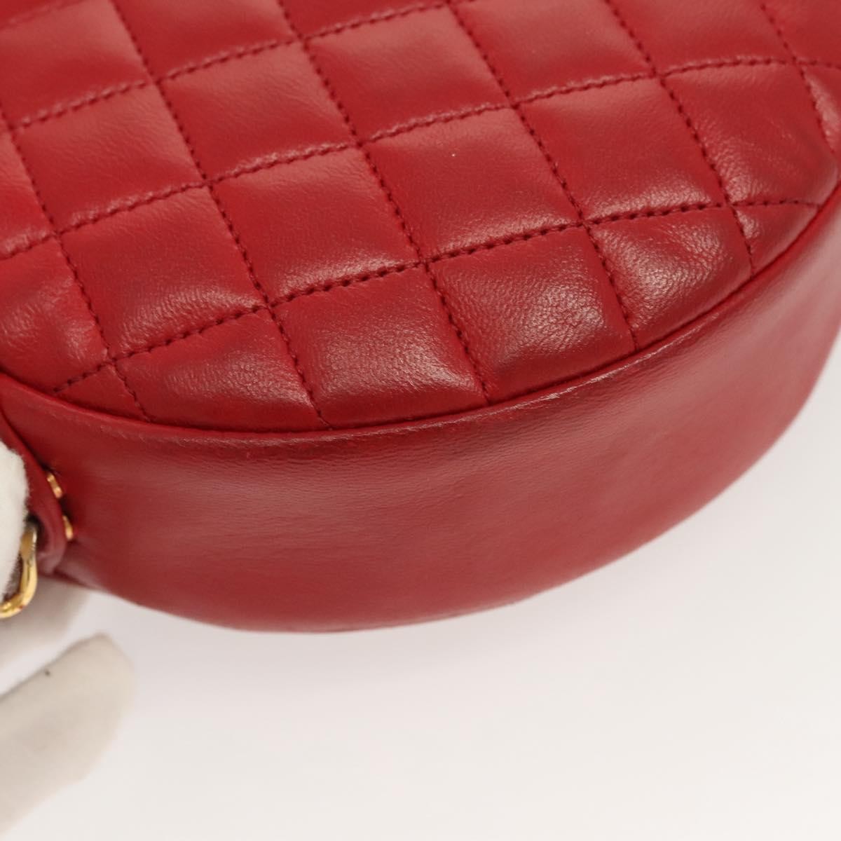 Chanel Vintage Round Tassel Quilted Lambskin Red Leather Shoulder Bag Bag (Pre-Owned)