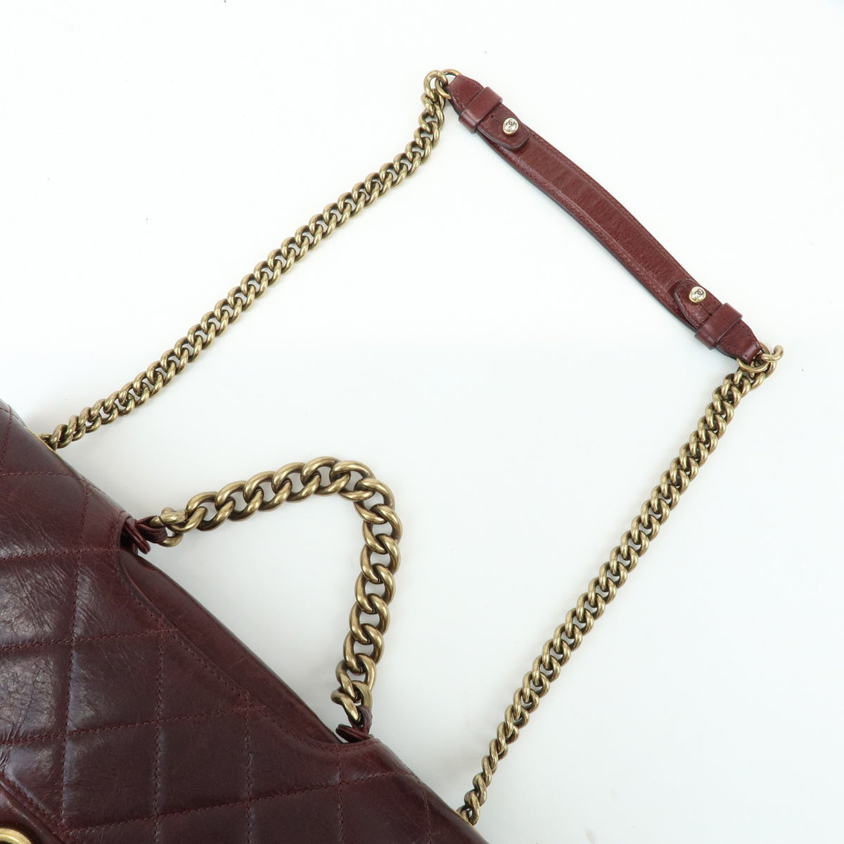 Chanel Perfect Edge Flap Quilted Glazed Calfskin Burgundy Leather Handbag (Pre-Owned)