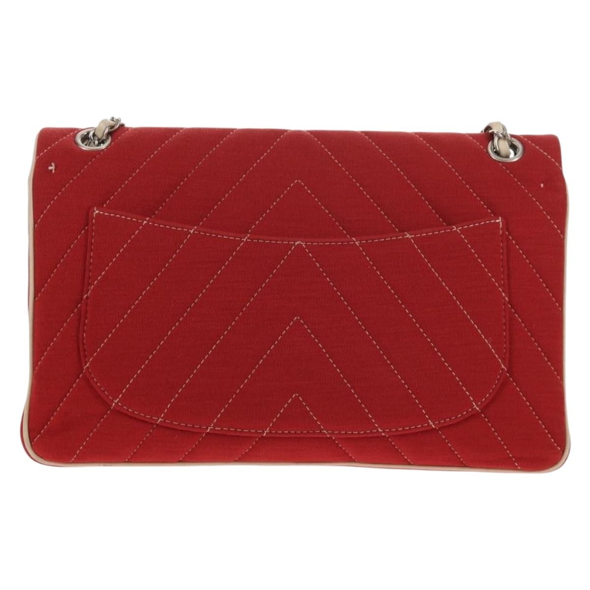 Chanel Leo Lion Flap Chevron Jersey Red Cotton Shoulder Bag Bag (Pre-Owned)