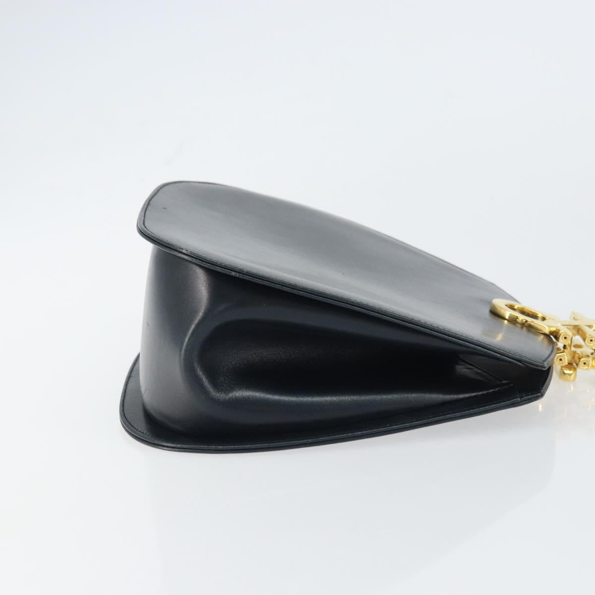 Salvatore Ferragamo Gancini Leather Navy Leather Shoulder Bag Bag (Pre-Owned)