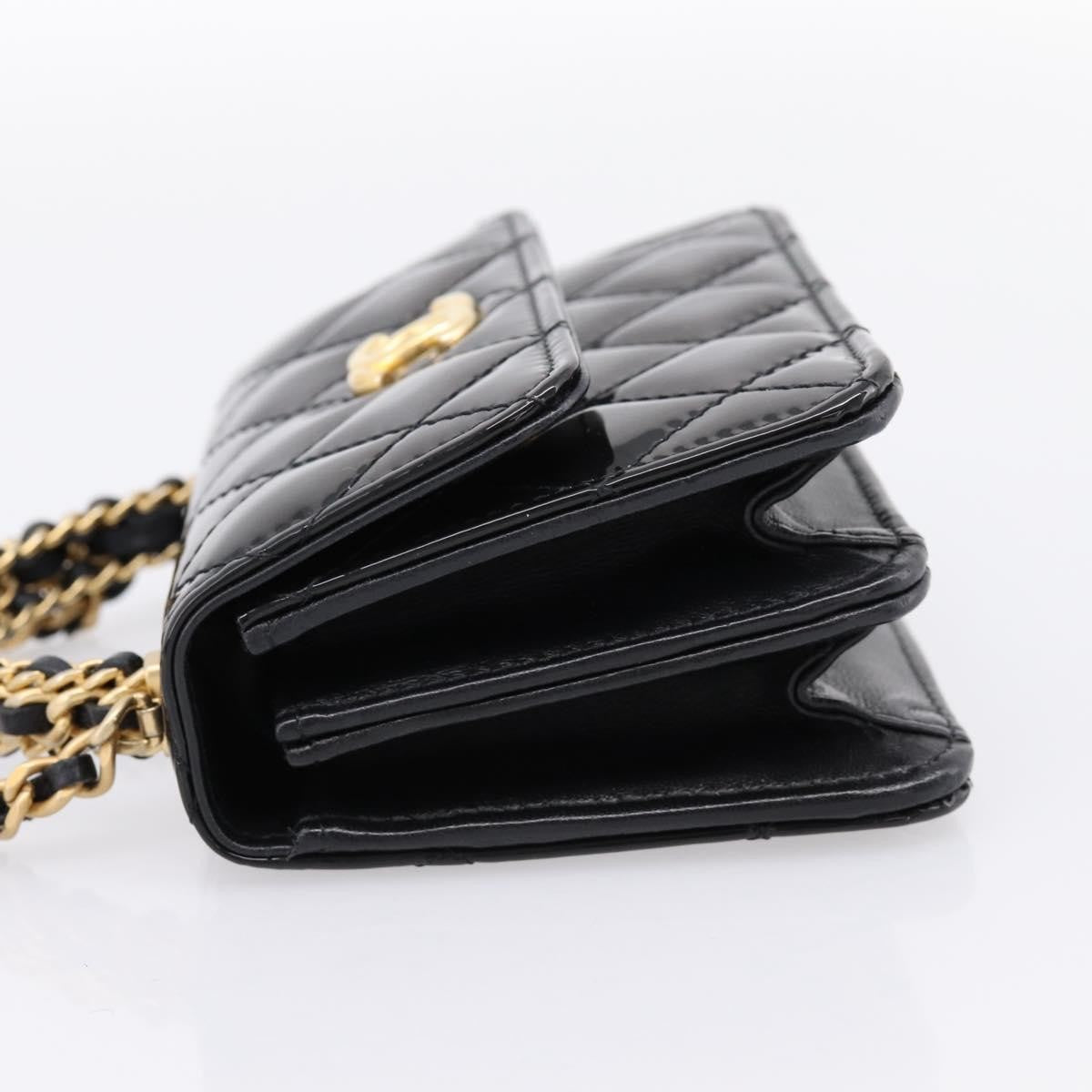 Chanel Woven Top Handle Cc Flap Clutch On Chain Patent Leather Black Patent_Leather Shoulder Bag Bag (Pre-Owned)