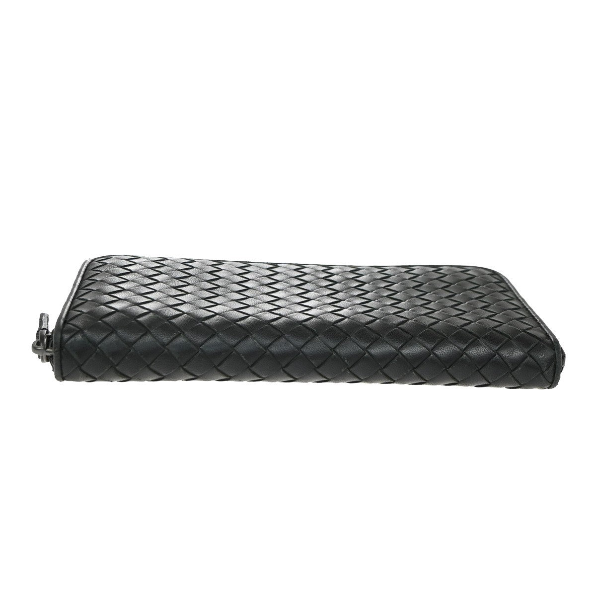 Bottega Veneta Intrecciato Long Zip Leather Black Leather Wallets Accessory (Pre-Owned)