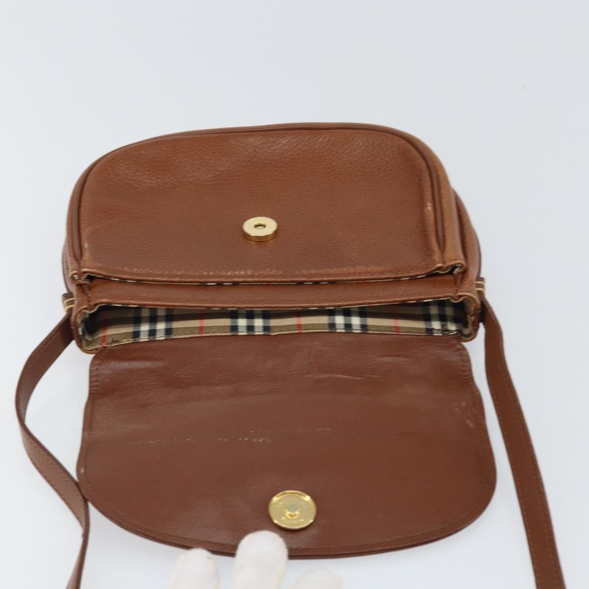 Burberry Vintage Vintage Check Coated Canvas Brown Leather Shoulder Bag Bag (Pre-Owned)