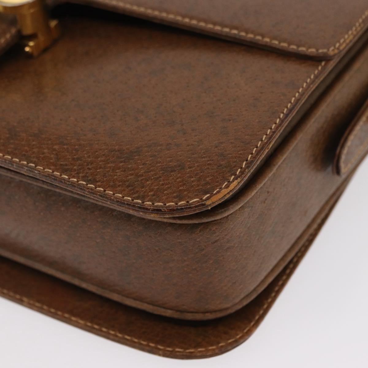 Gucci Vintage Flap Leather Brown Leather Shoulder Bag Bag (Pre-Owned)