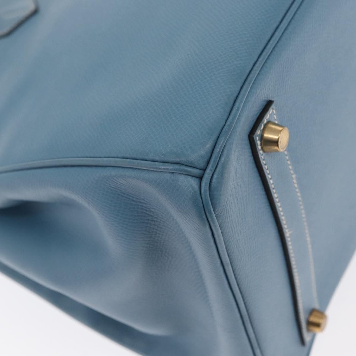 Hermes Birkin Blue Epsom With Gold Hardware Blue Leather Handbag (Pre-Owned)