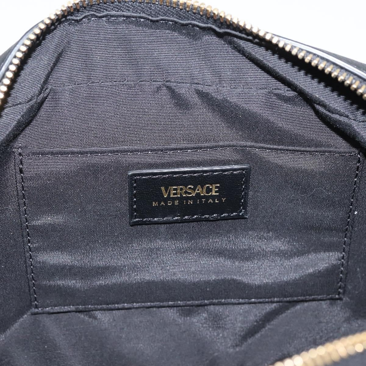 Versace Medusa Icon Front Slip Pocket Camera Quilted Leather Black Leather Handbag (Pre-Owned)