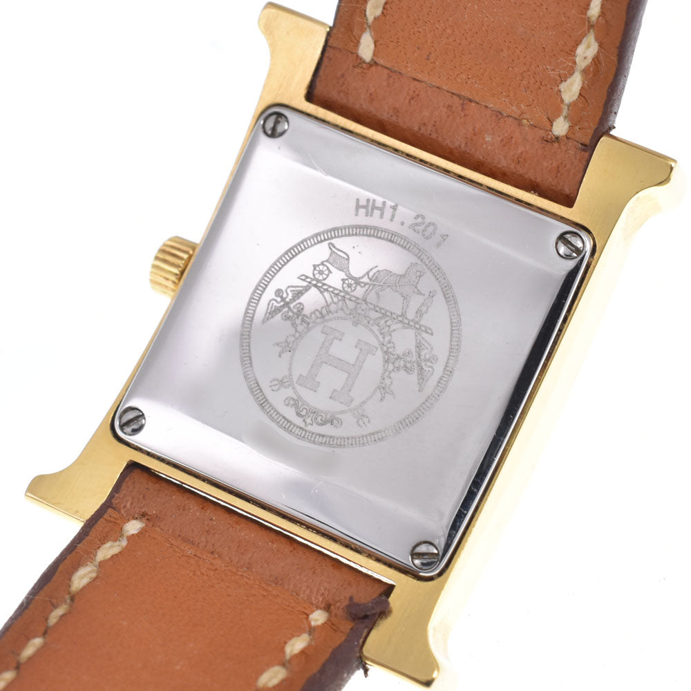 Hermes Heure H Quartz Plated Metal And Leather Watch (Pre-Owned)