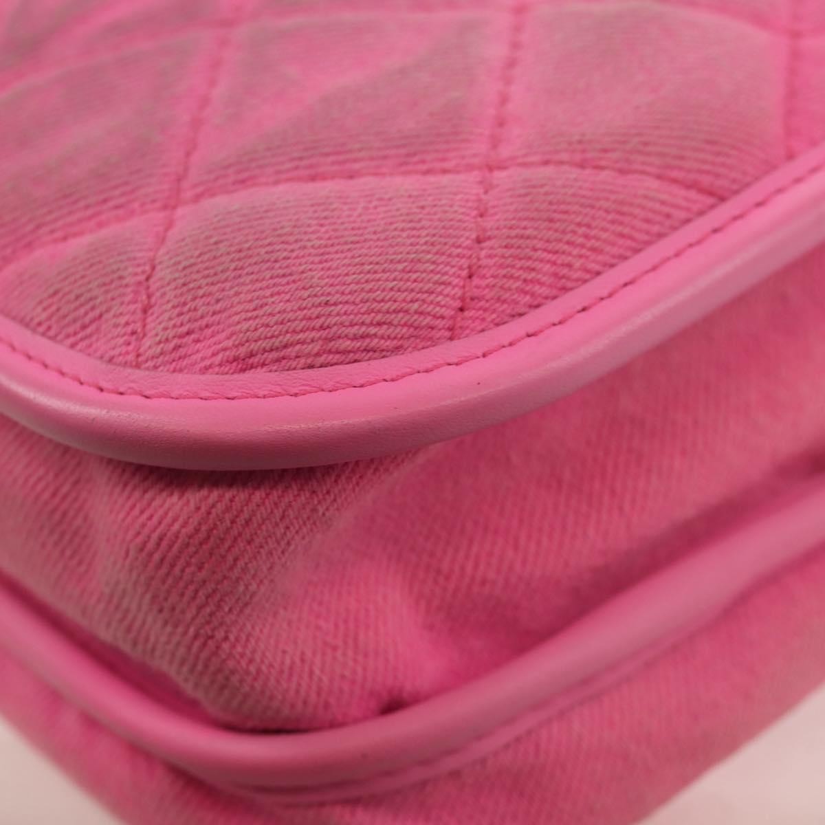 Chanel Flap Messenger Quilted Denim Pink Canvas Shoulder Bag Bag (Pre-Owned)