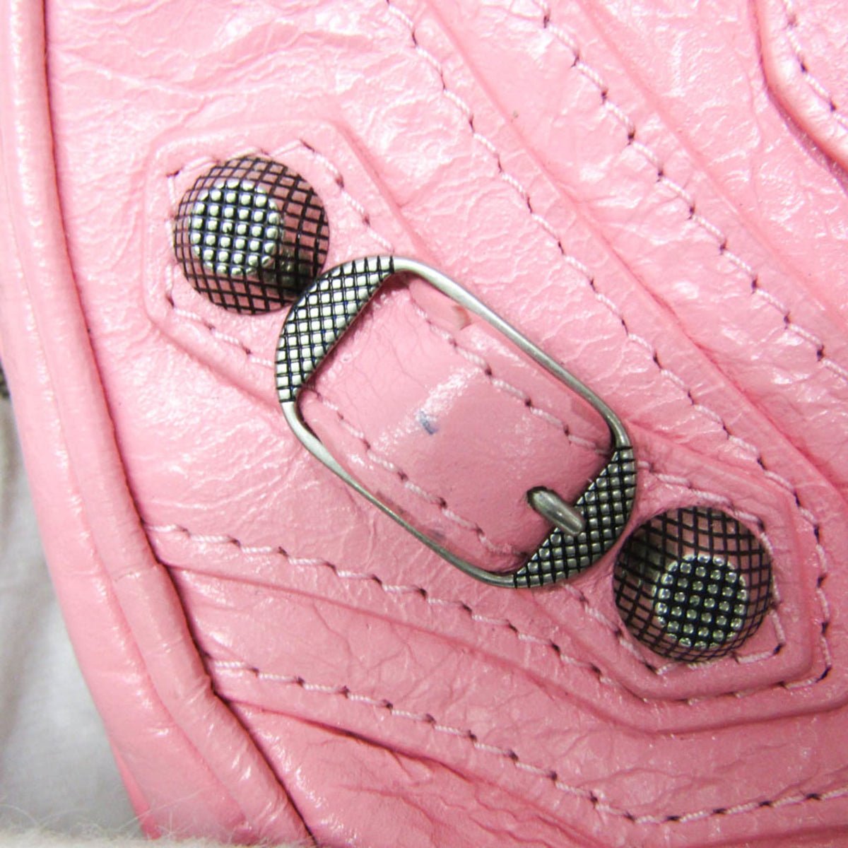 Balenciaga Le Cagole Giant Studs Heart Chain Leather Pink Leather Handbag (Pre-Owned)