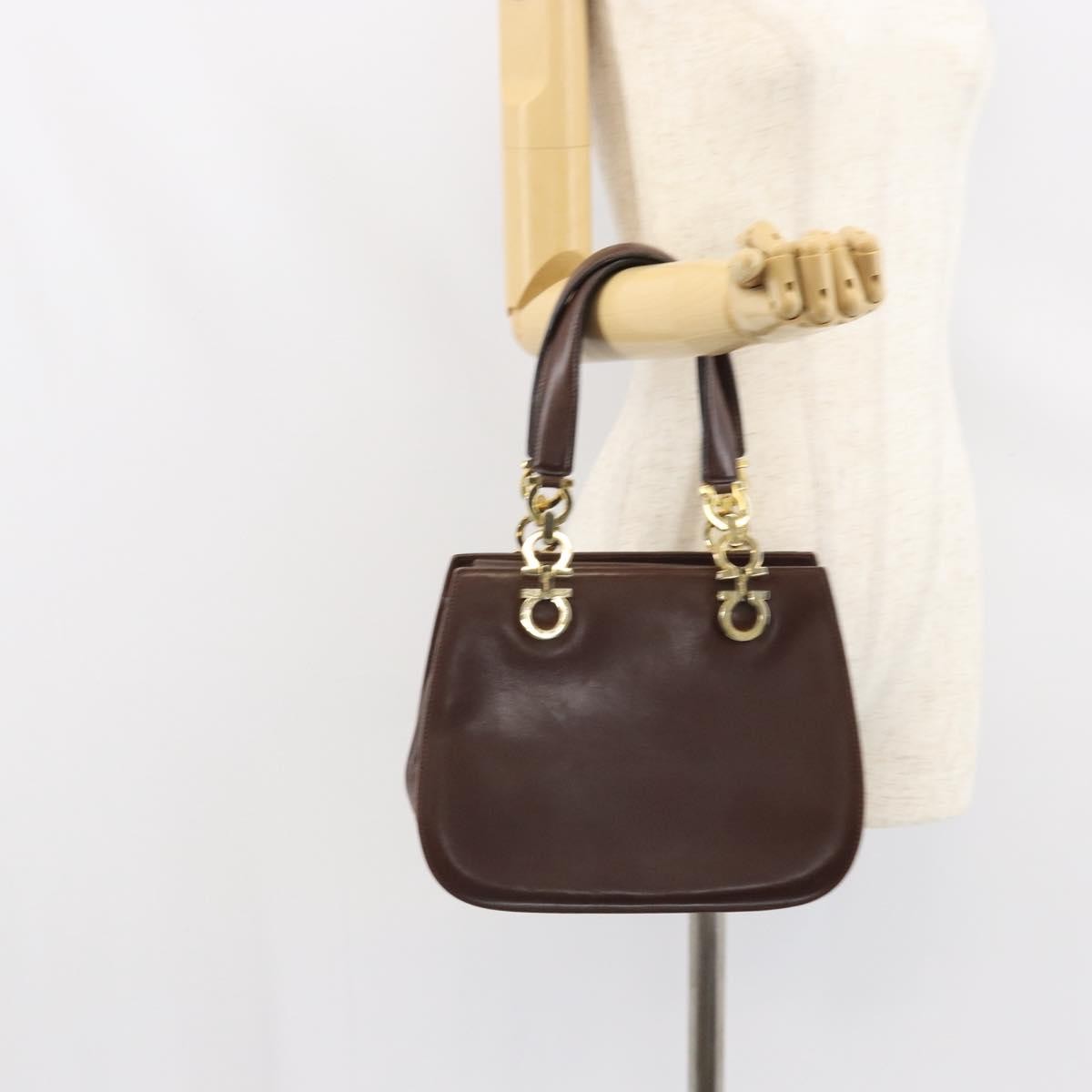 Salvatore Ferragamo Gancini Leather Brown Leather Handbag (Pre-Owned)