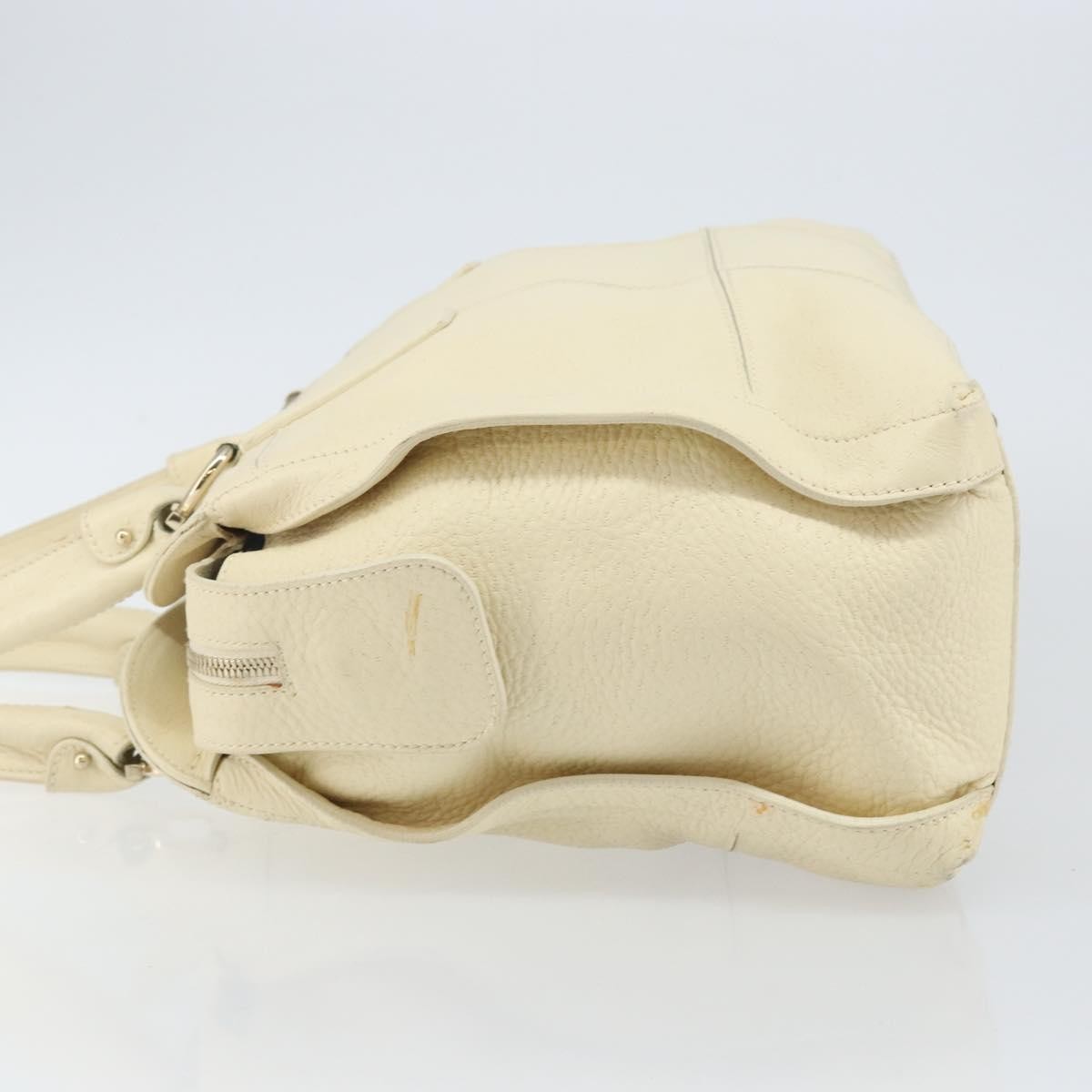 Salvatore Ferragamo Gancini Leather Beige Leather Shoulder Bag Bag (Pre-Owned)