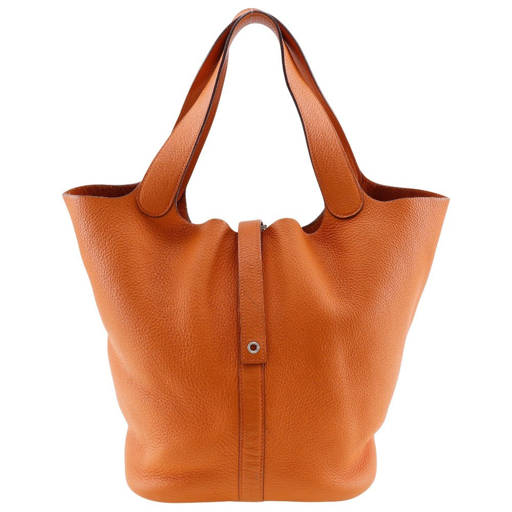 Hermes Picotin Lock Clemence Orange Leather Handbag (Pre-Owned)