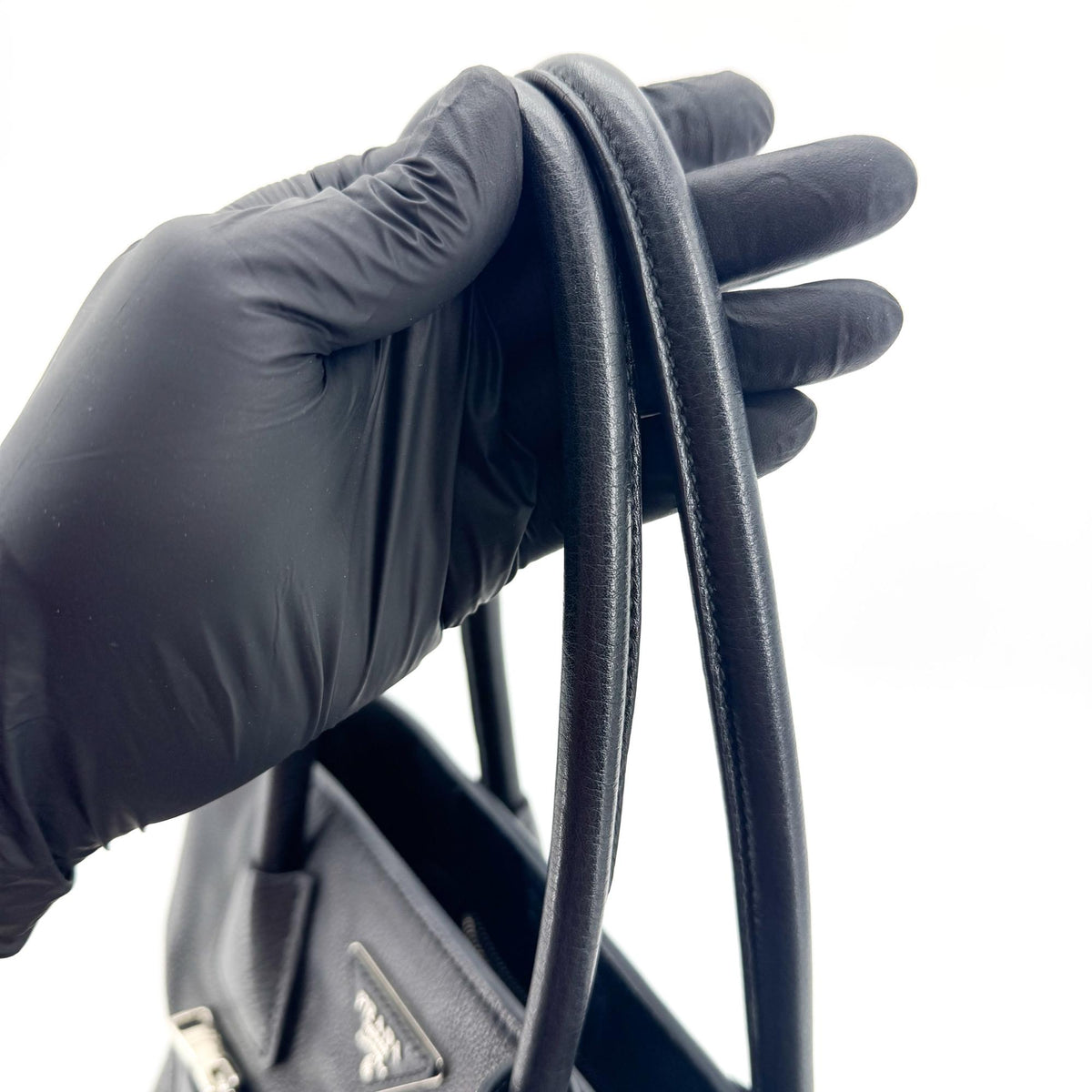 Prada Front Pocket Wing Convertible Vitello Phenix Black Leather Tote Bag Bag (Pre-Owned)