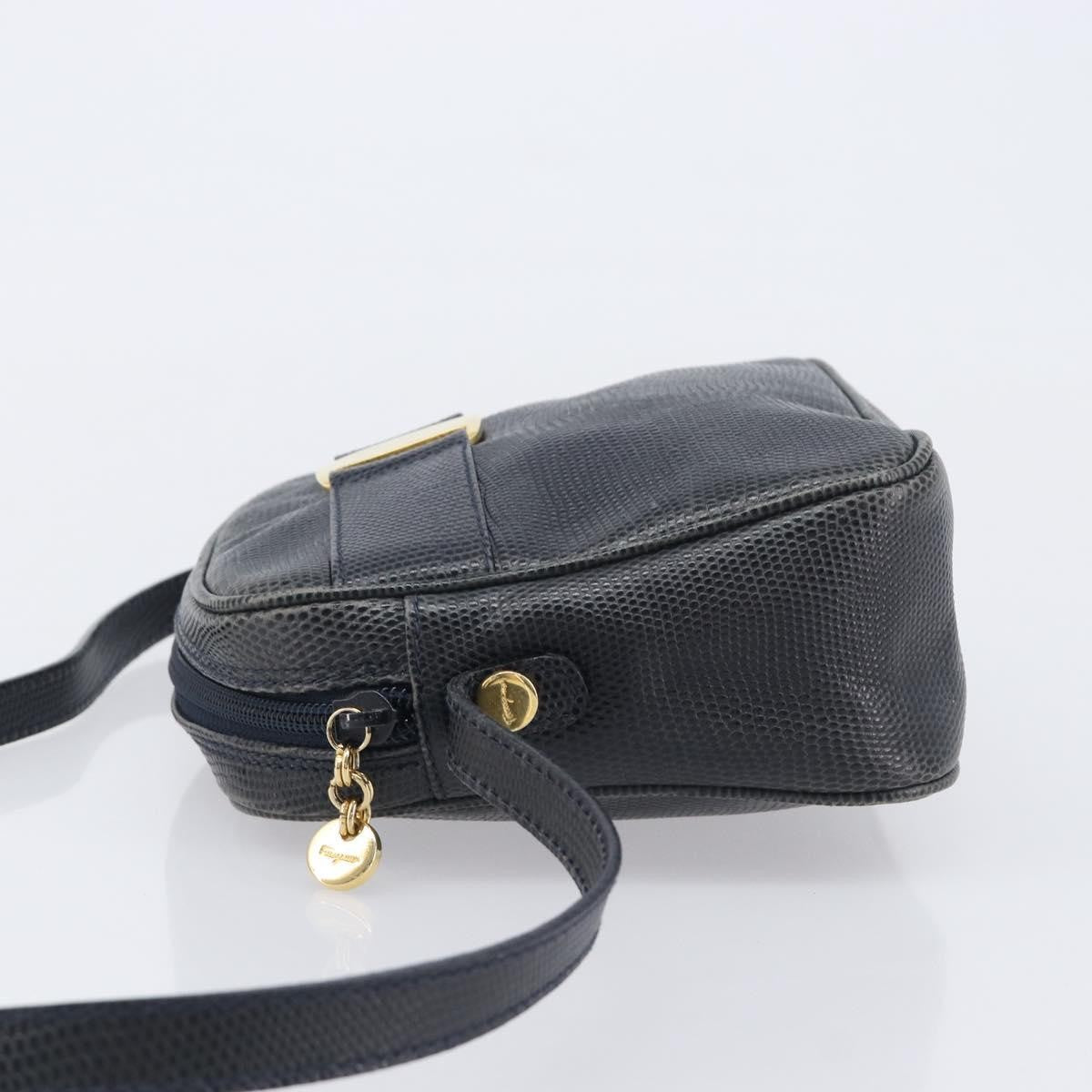 Salvatore Ferragamo Vala Leather Navy Leather Shoulder Bag Bag (Pre-Owned)