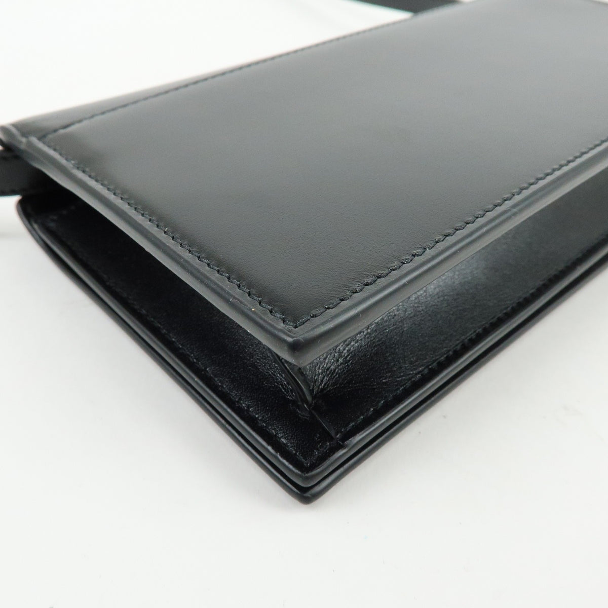 Saint Laurent Paris Chain Leather Black Leather Crossbody Bag Bag (Pre-Owned)