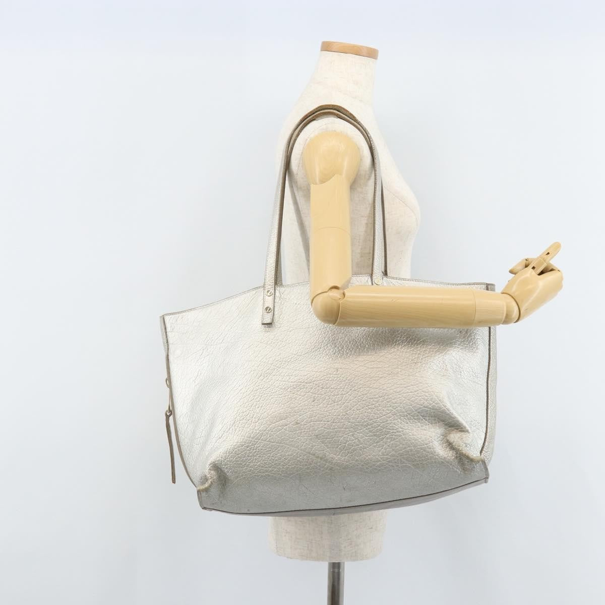 Chloe Dilan Tote Leather Silver Leather Tote Bag Bag (Pre-Owned)