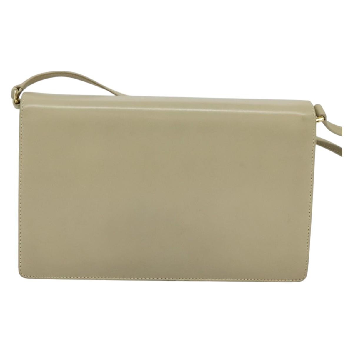 Gucci Vintage Interlocking G Flap Leather Beige Leather Shoulder Bag Bag (Pre-Owned)