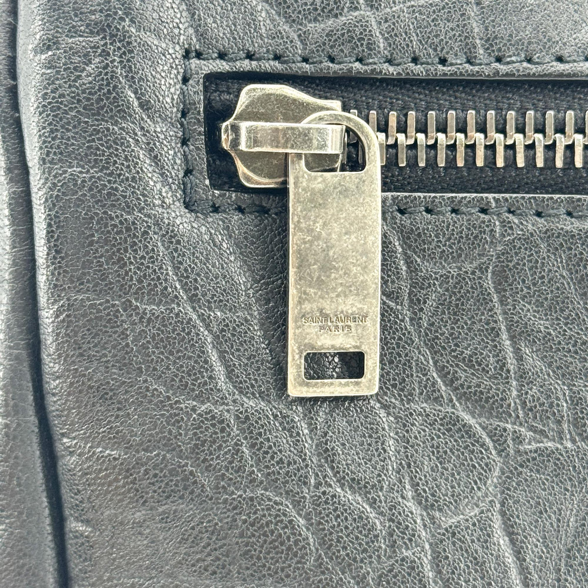 Saint Laurent West Hollywood Crocodile Embossed Leather Black Leather Shoulder Bag Bag (Pre-Owned)