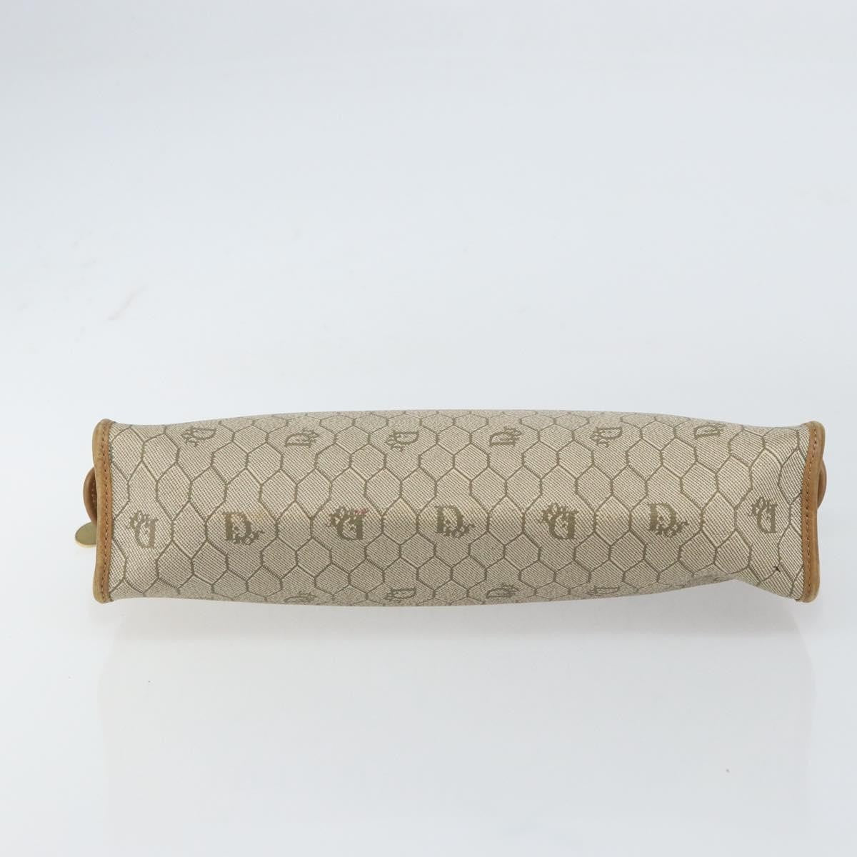 Christian Dior Vintage Honeycomb Zip Canvas And Leather Beige Canvas Clutche & Pouche Bag (Pre-Owned)