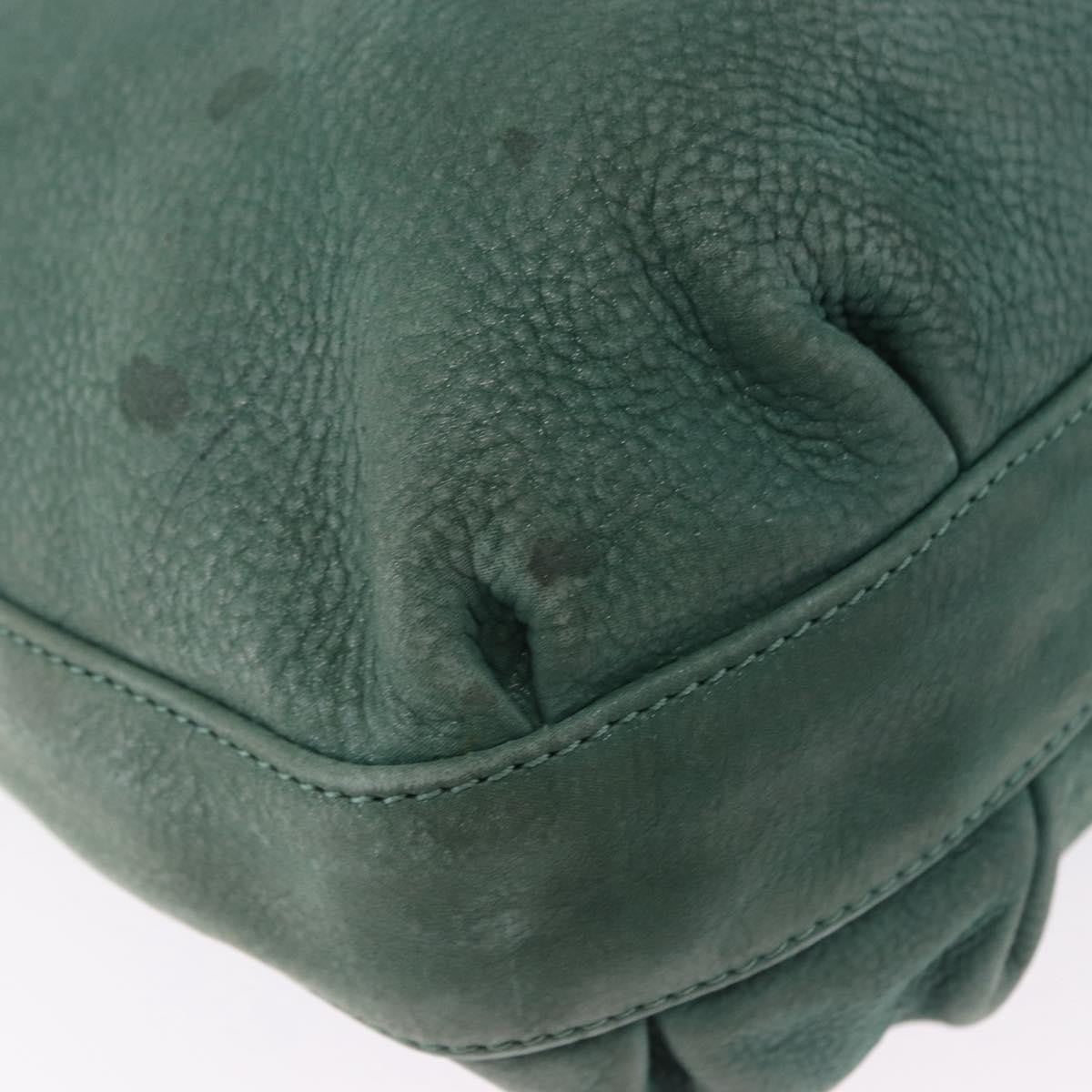Fendi Vintage Pequin Coated Canvas Green Leather Shoulder Bag Bag (Pre-Owned)