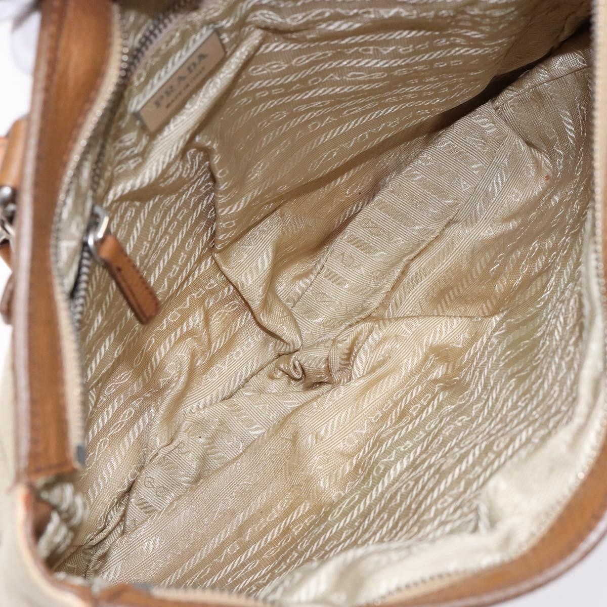 Prada Vintage Convertible Tote Canvas And Leather Beige Canvas Tote Bag Bag (Pre-Owned)
