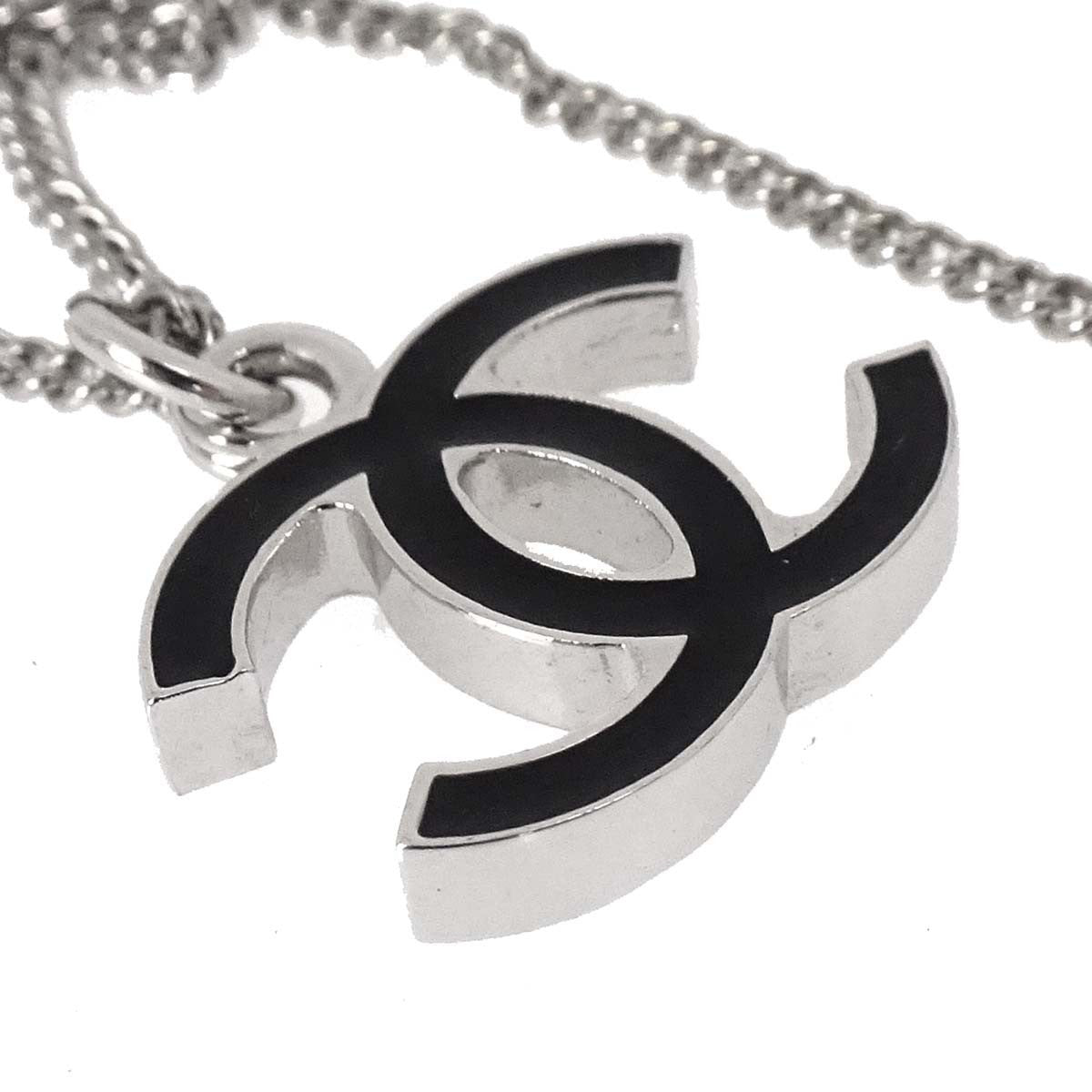 Chanel Cc Pendant Metal With Enamel Silver Silver_Plated Necklace Jewelry (Pre-Owned)