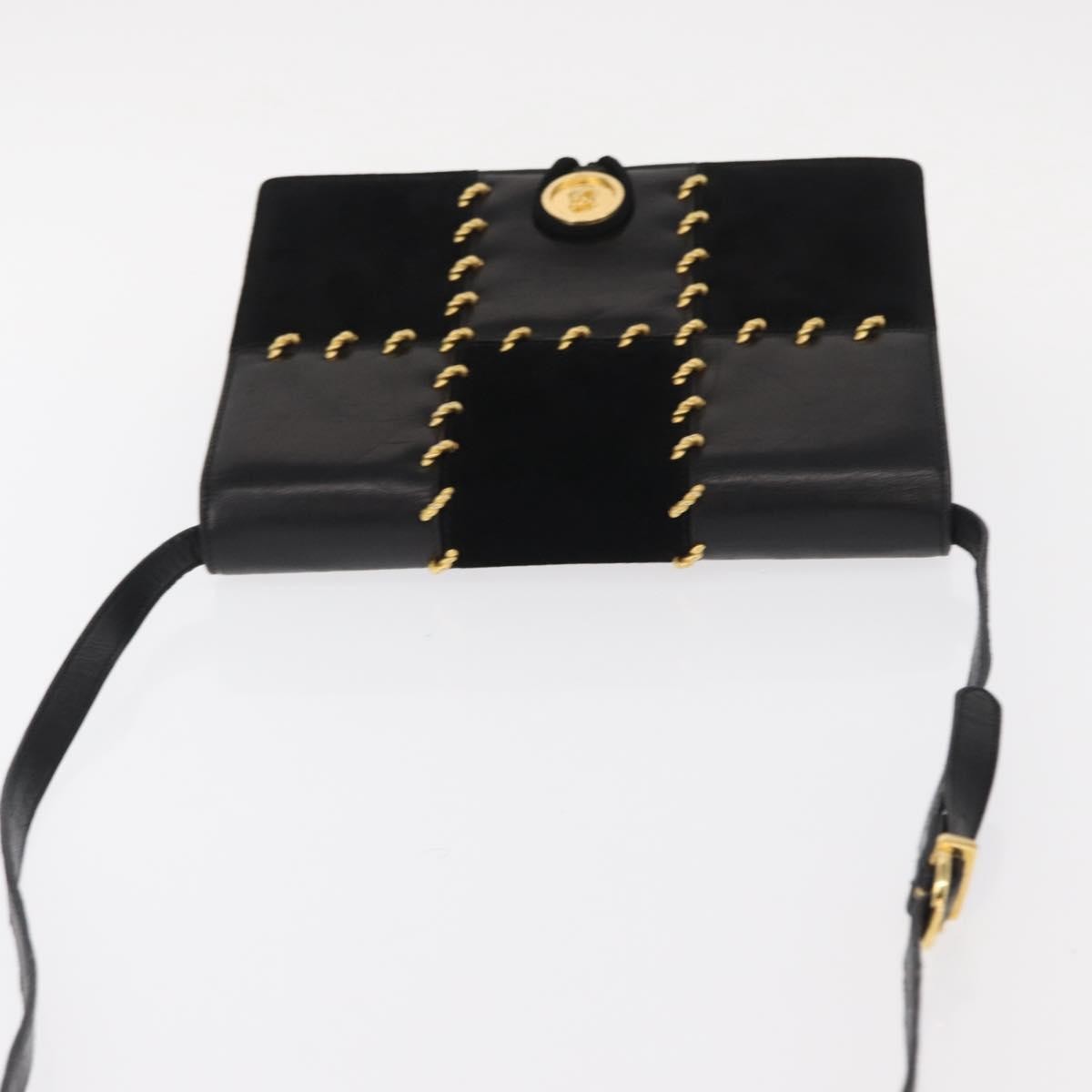 Salvatore Ferragamo Gancini Suede Black Suede Shoulder Bag Bag (Pre-Owned)