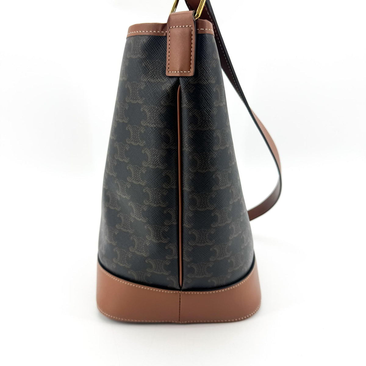 Celine Bucket Triomphe Coated Canvas Brown Canvas Shoulder Bag Bag (Pre-Owned)