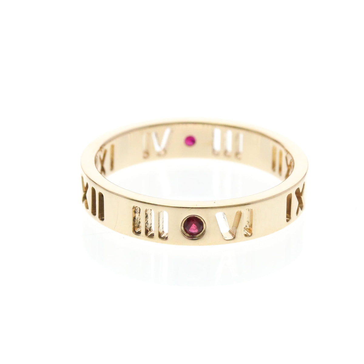 Tiffany & Co. Atlas Pierced 18K Rose Gold And Diamonds Gold Pink_Gold Ring Jewelry (Pre-Owned)