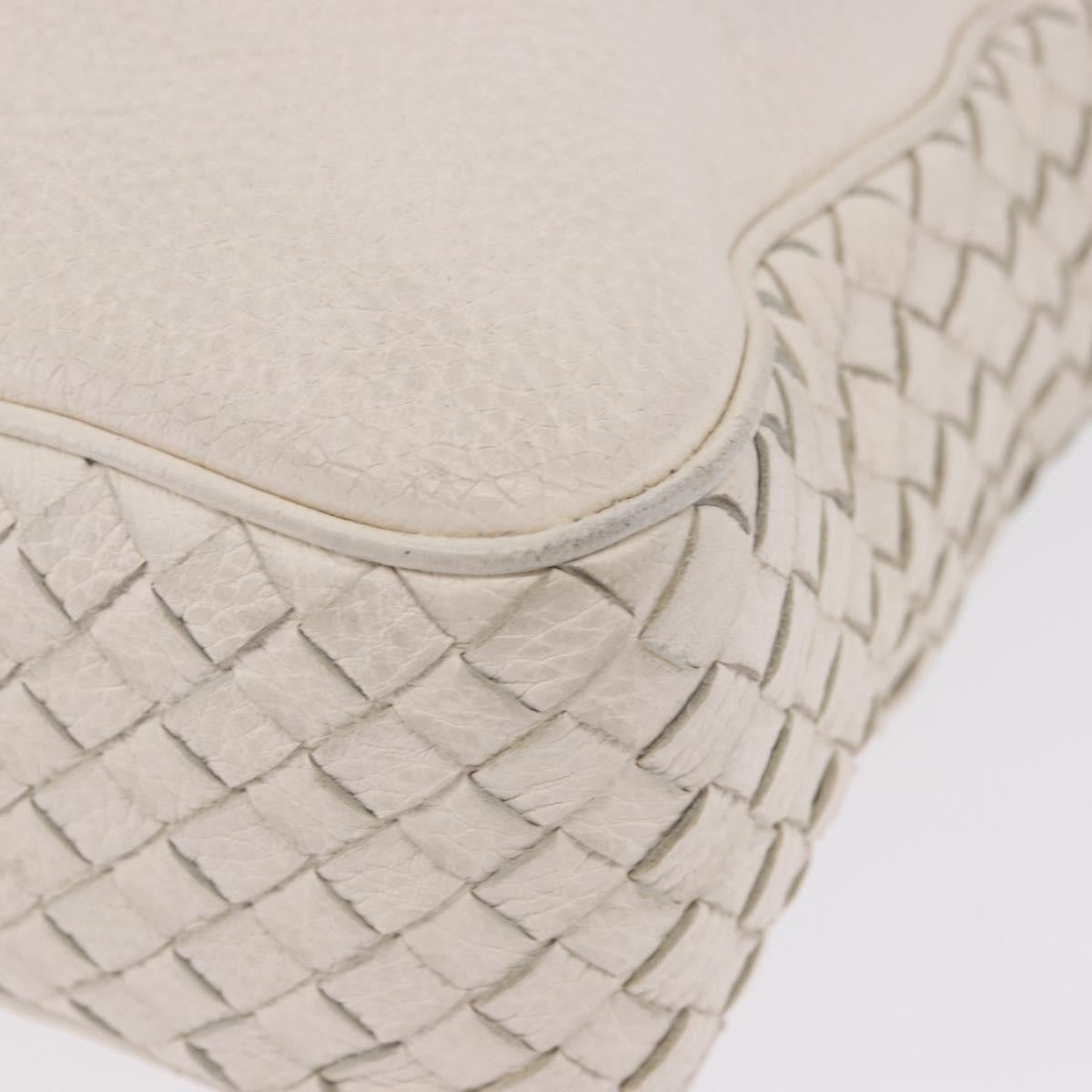 Bottega Veneta Intrecciato Shoulder Leather White Leather Shoulder Bag Bag (Pre-Owned)