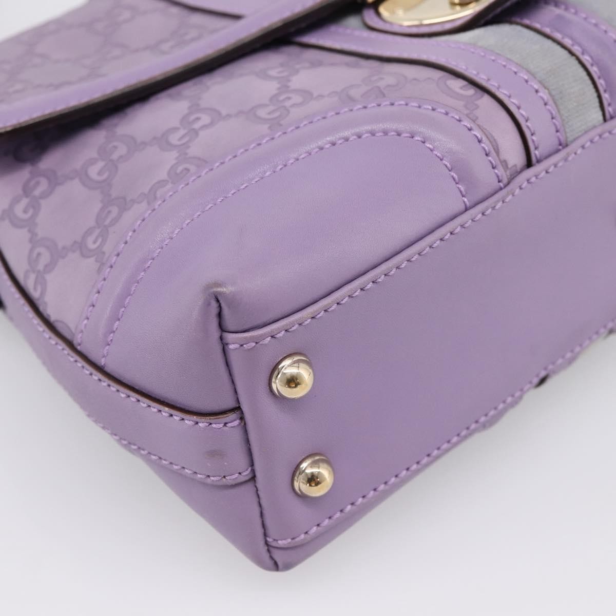 Gucci Web Flap Guccissima Purple Leather Shoulder Bag Bag (Pre-Owned)