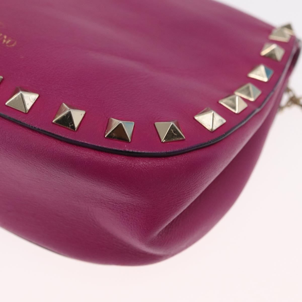 Valentino Garavani Rockstud Saddle Leather Pink Leather Clutche & Pouche Bag (Pre-Owned)