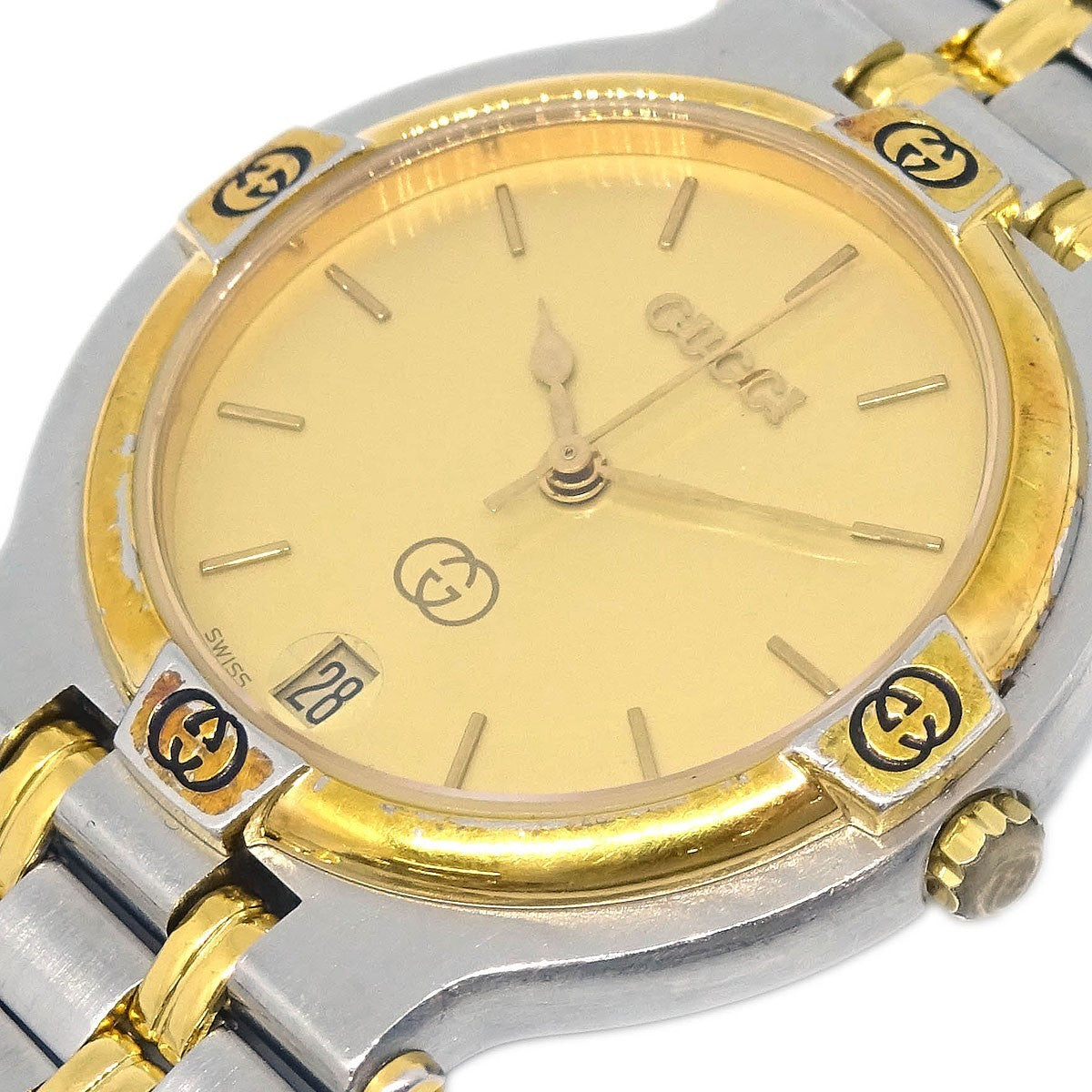 Gucci 9000L Quartz Stainless Steel With Plated Metal Watch (Pre-Owned)
