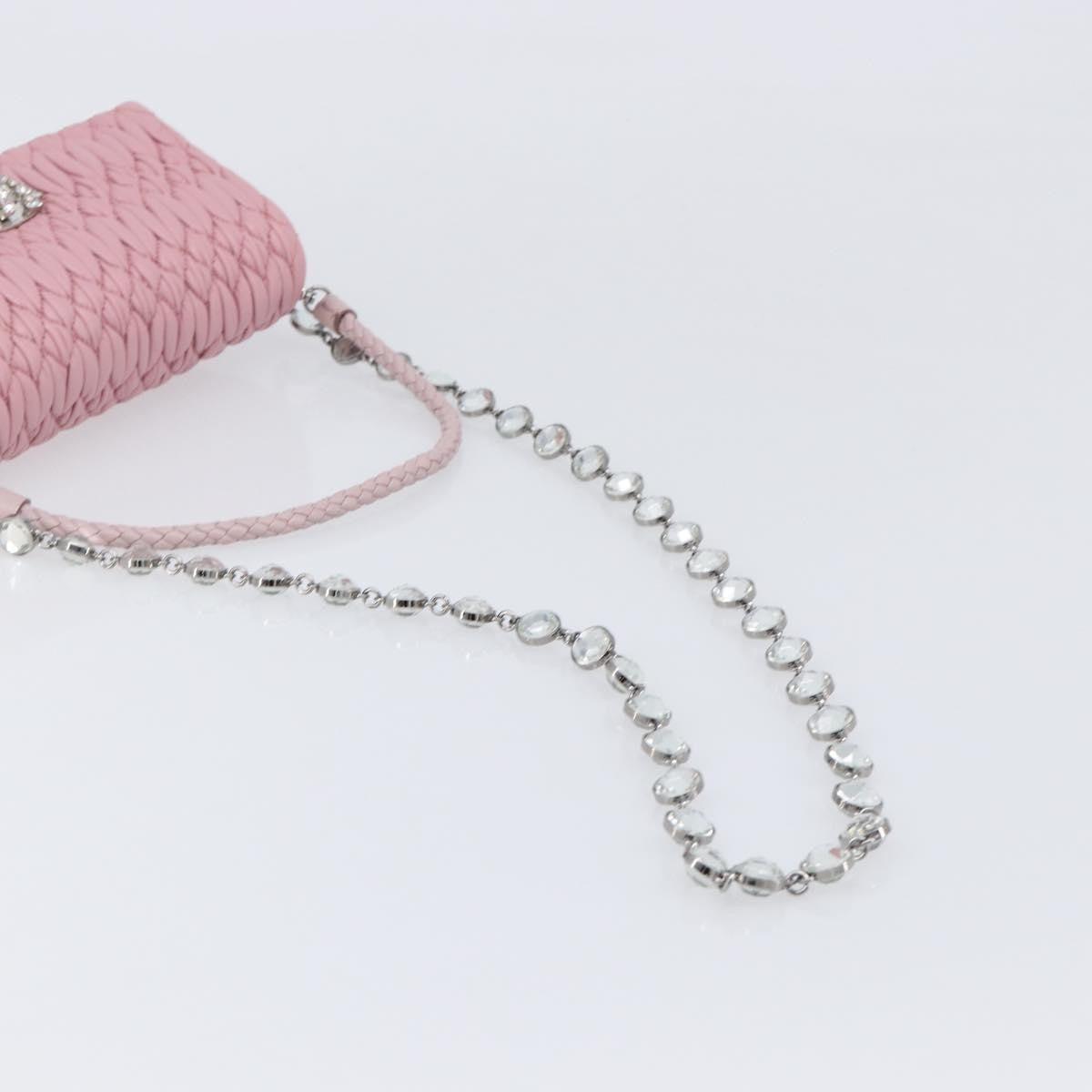 Miu Miu Crystal 2Way Matelasse Leather Pink Leather Clutche & Pouche Bag (Pre-Owned)