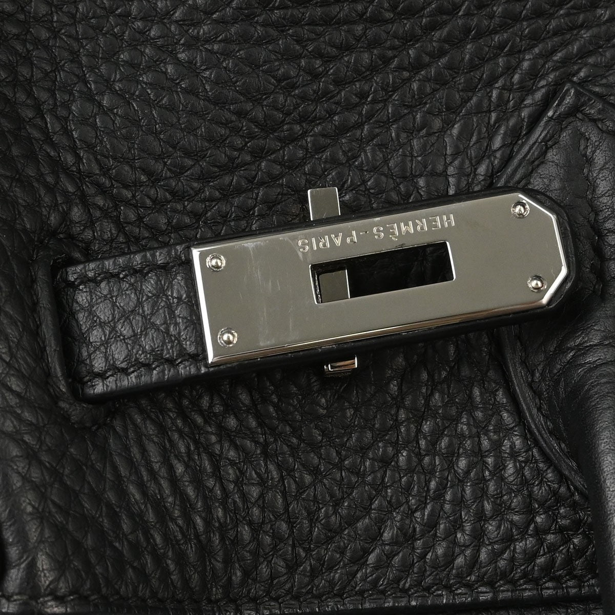 Hermes Birkin Black Clemence With Palladium Hardware Black Leather Handbag (Pre-Owned)