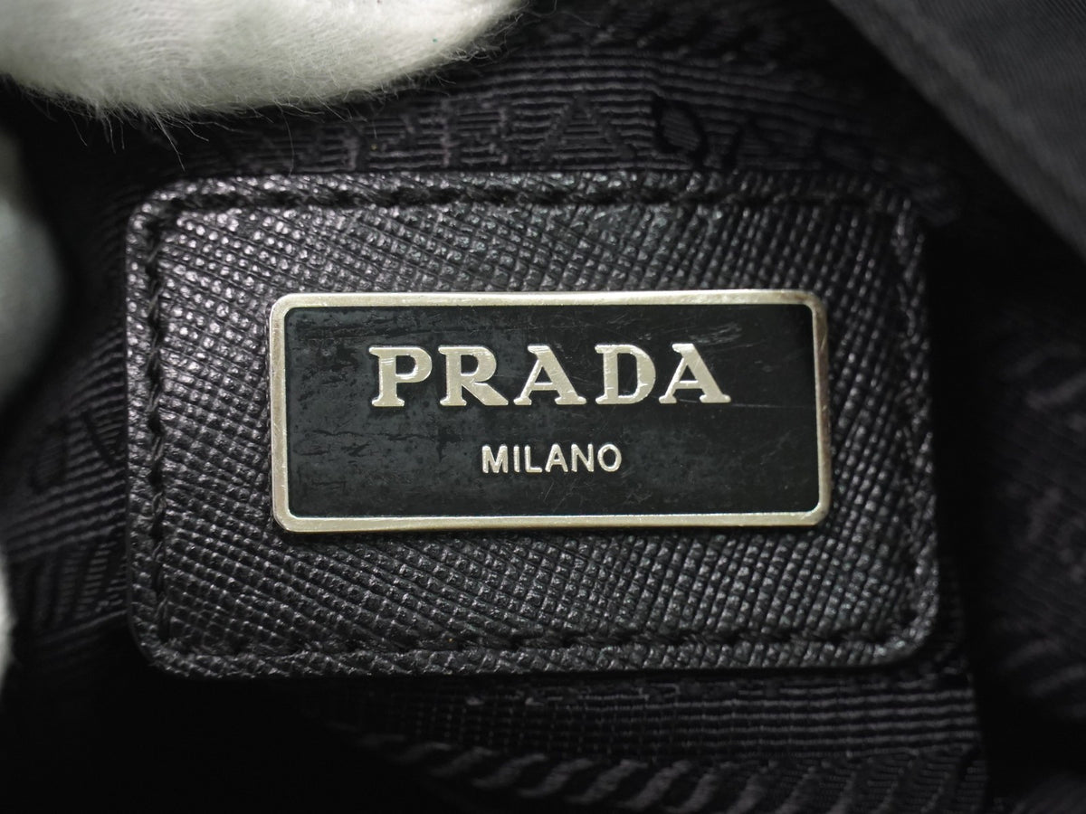 Prada Front Zip Messenger Quilted Tessuto Black Nylon Shoulder Bag Bag (Pre-Owned)