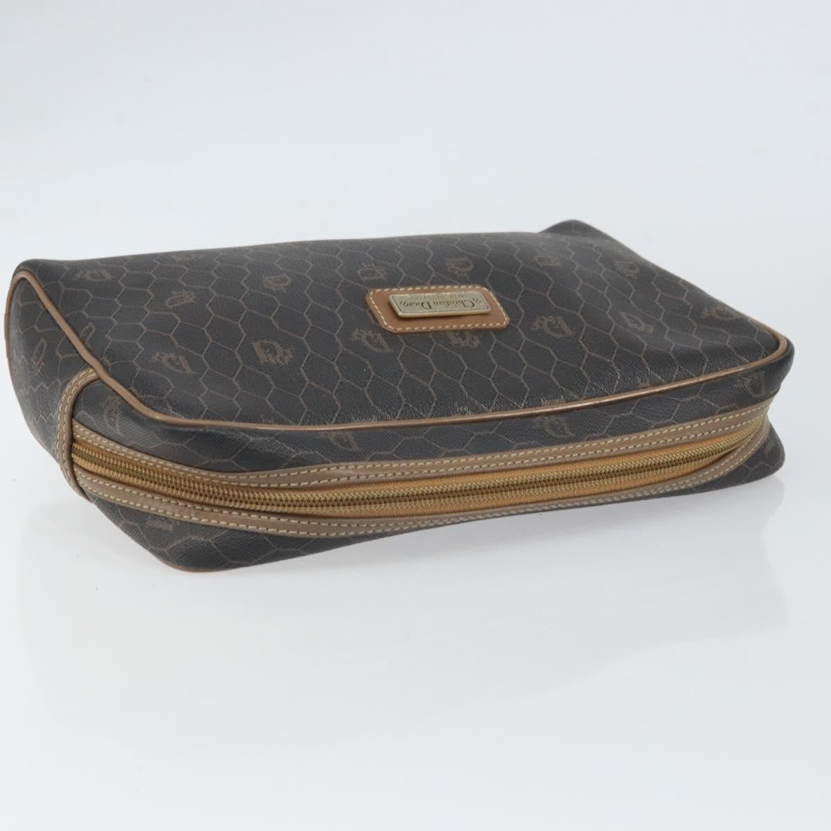 Christian Dior Vintage Honeycomb Zip Canvas And Leather Black Canvas Clutche & Pouche Bag (Pre-Owned)