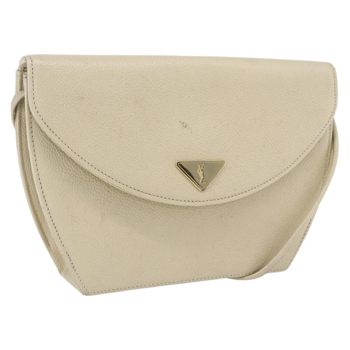 Saint Laurent Vintage Leather Ecru Leather Shoulder Bag Bag (Pre-Owned)