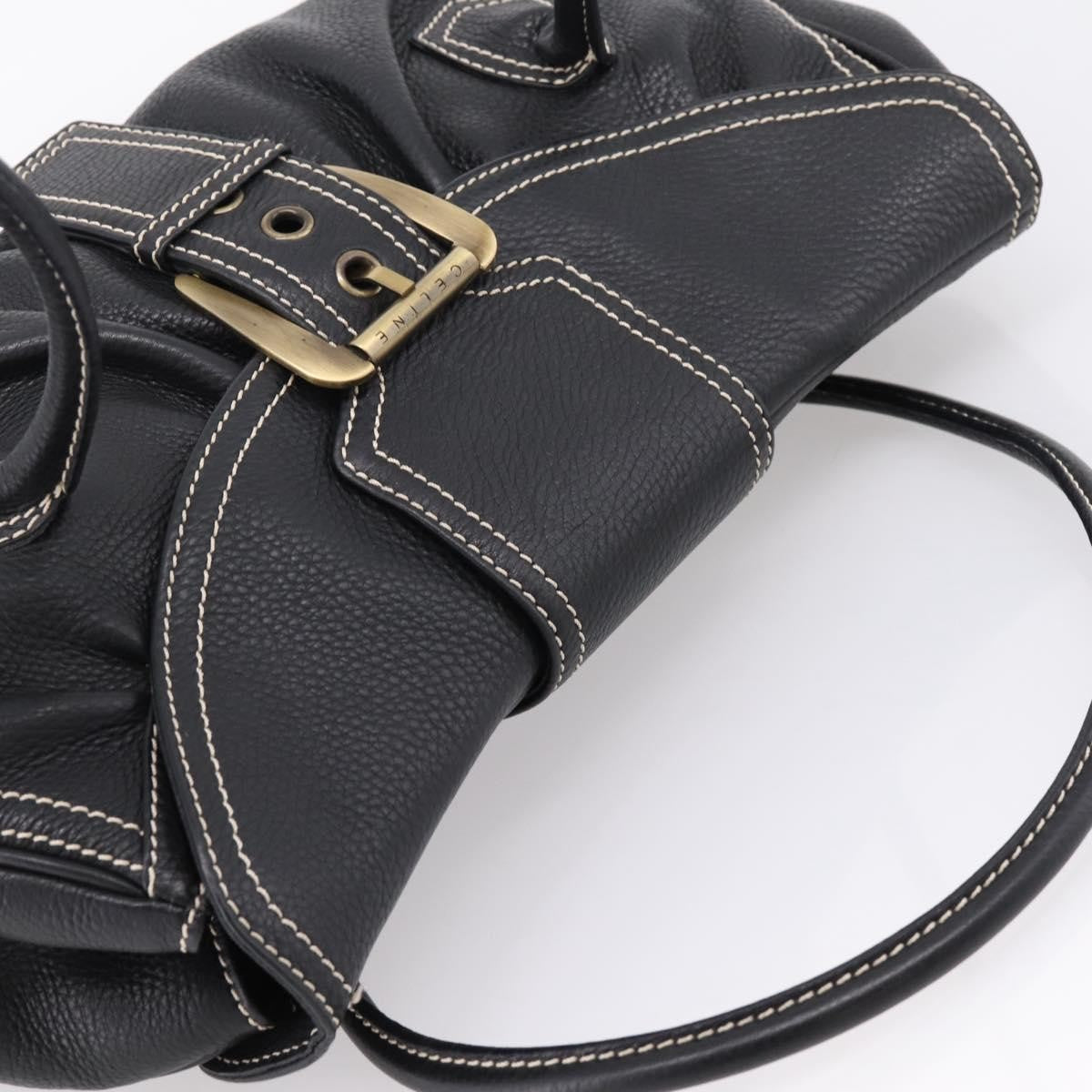 Celine Shoulder Leather Black Leather Shoulder Bag Bag (Pre-Owned)