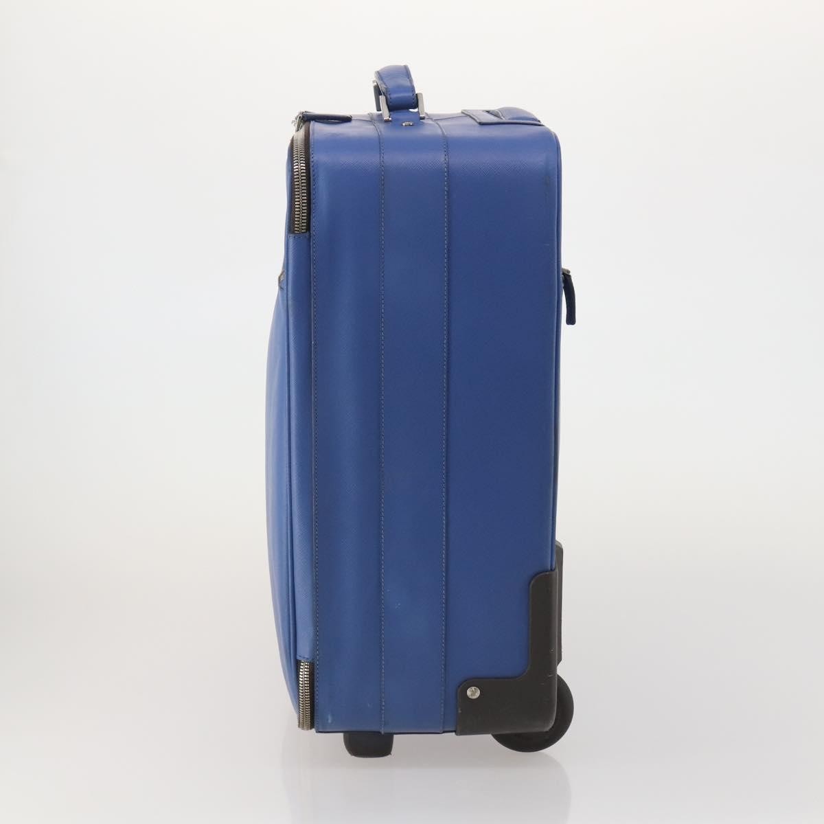 Prada Travel Saffiano Leather Blue Leather Travel Bag Bag (Pre-Owned)