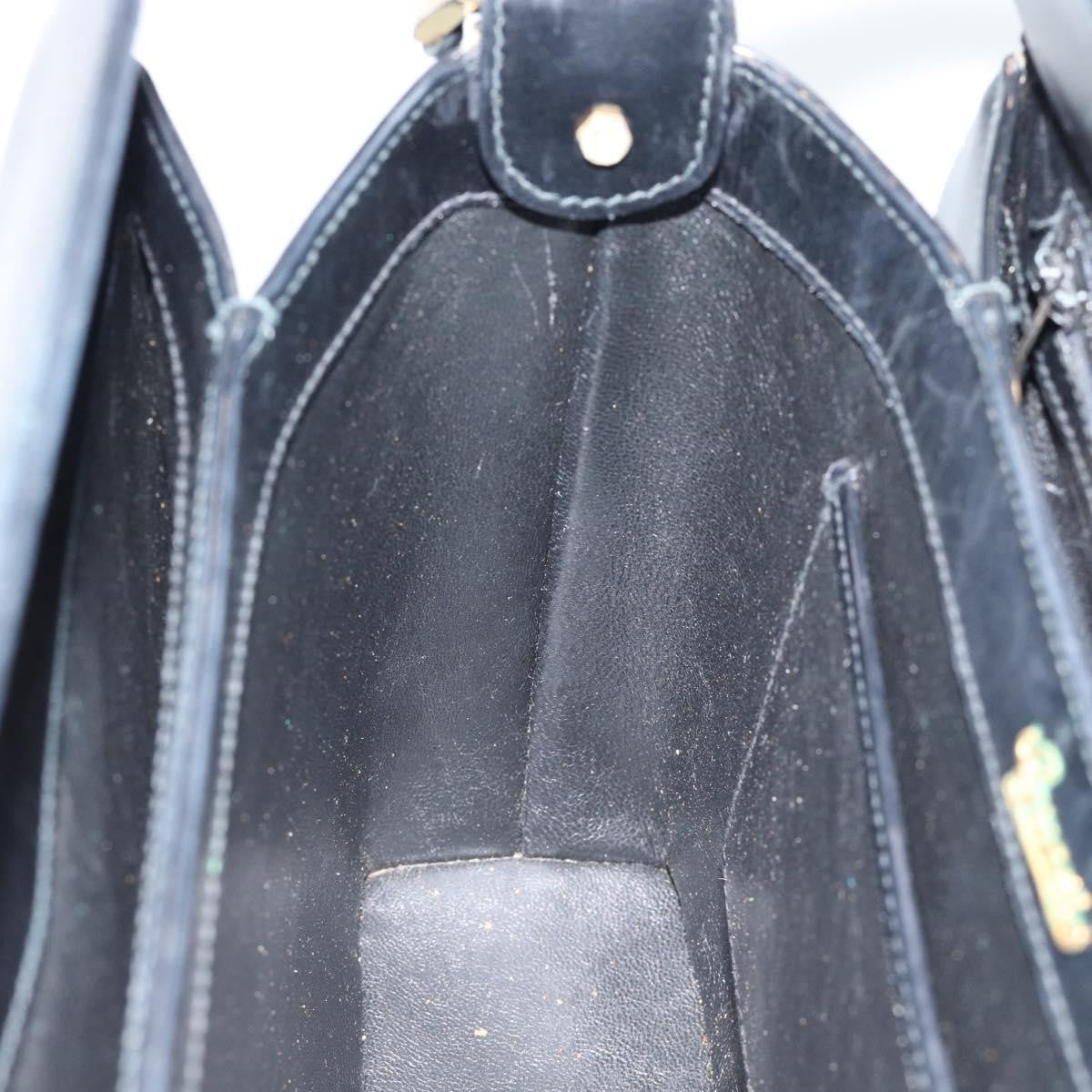 Gucci Vintage Convertible Box Leather Black Leather Handbag (Pre-Owned)
