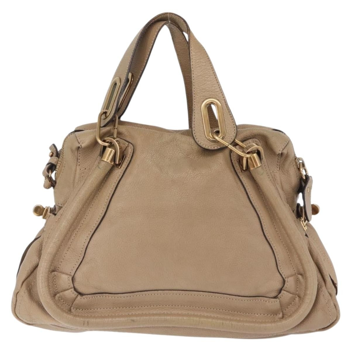 Chloe Paraty Top Handle Leather Beige Leather Handbag (Pre-Owned)