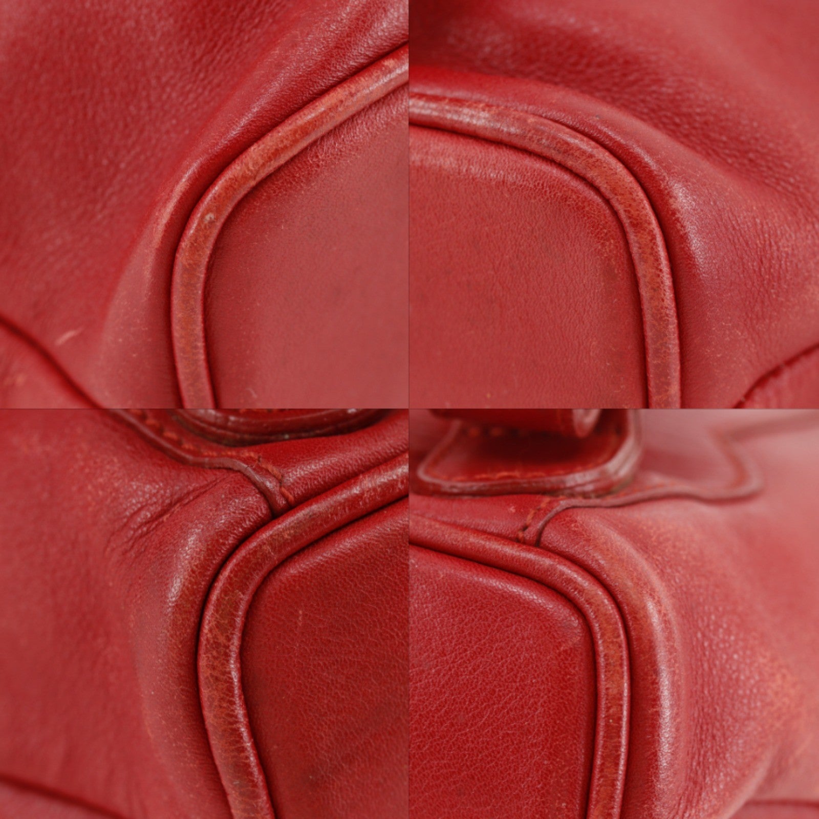Gucci Vintage Bamboo Leather Red Leather Backpack Bag (Pre-Owned)