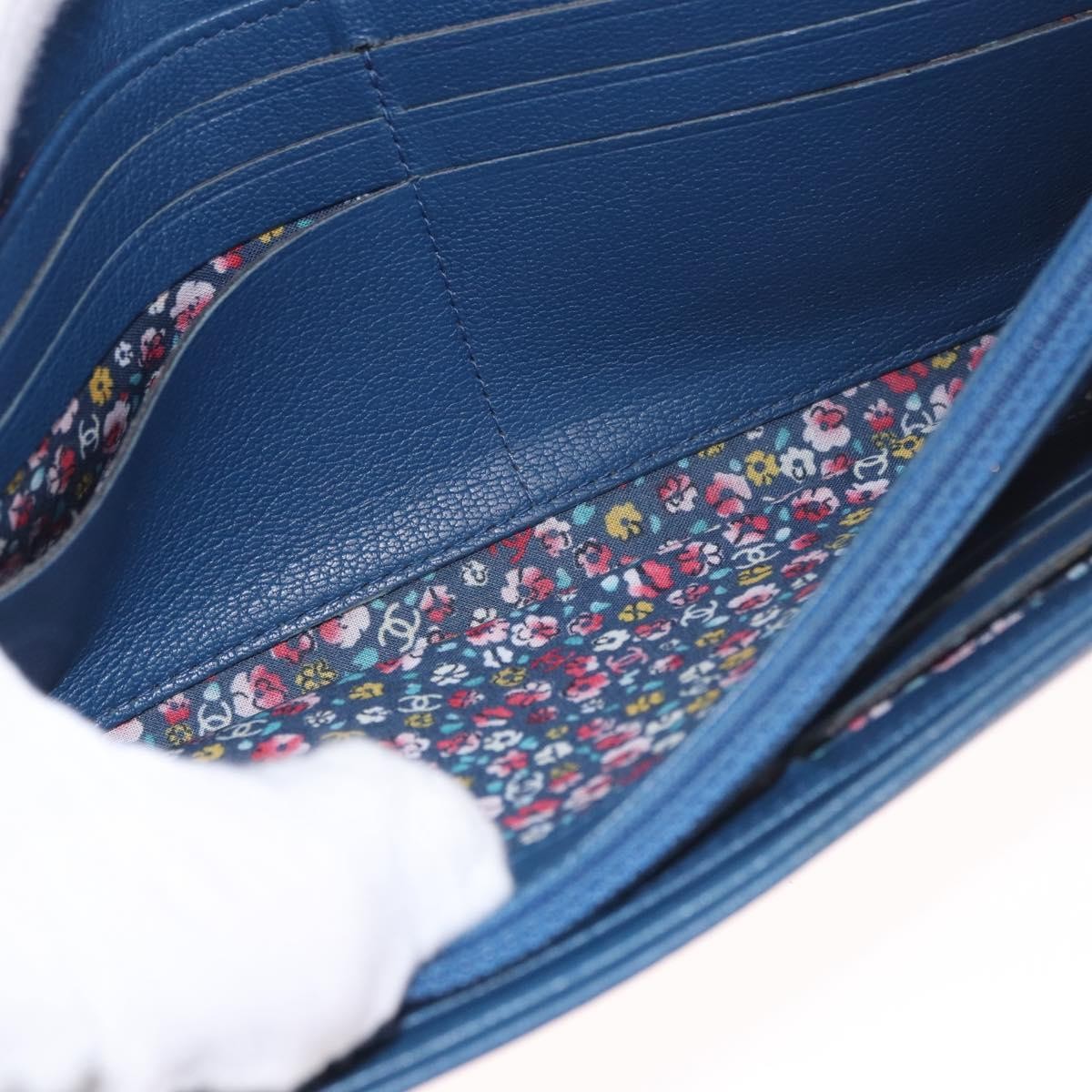 Chanel Lucky Clover Long Flap Wallet Leather Blue Leather Wallets Accessory (Pre-Owned)