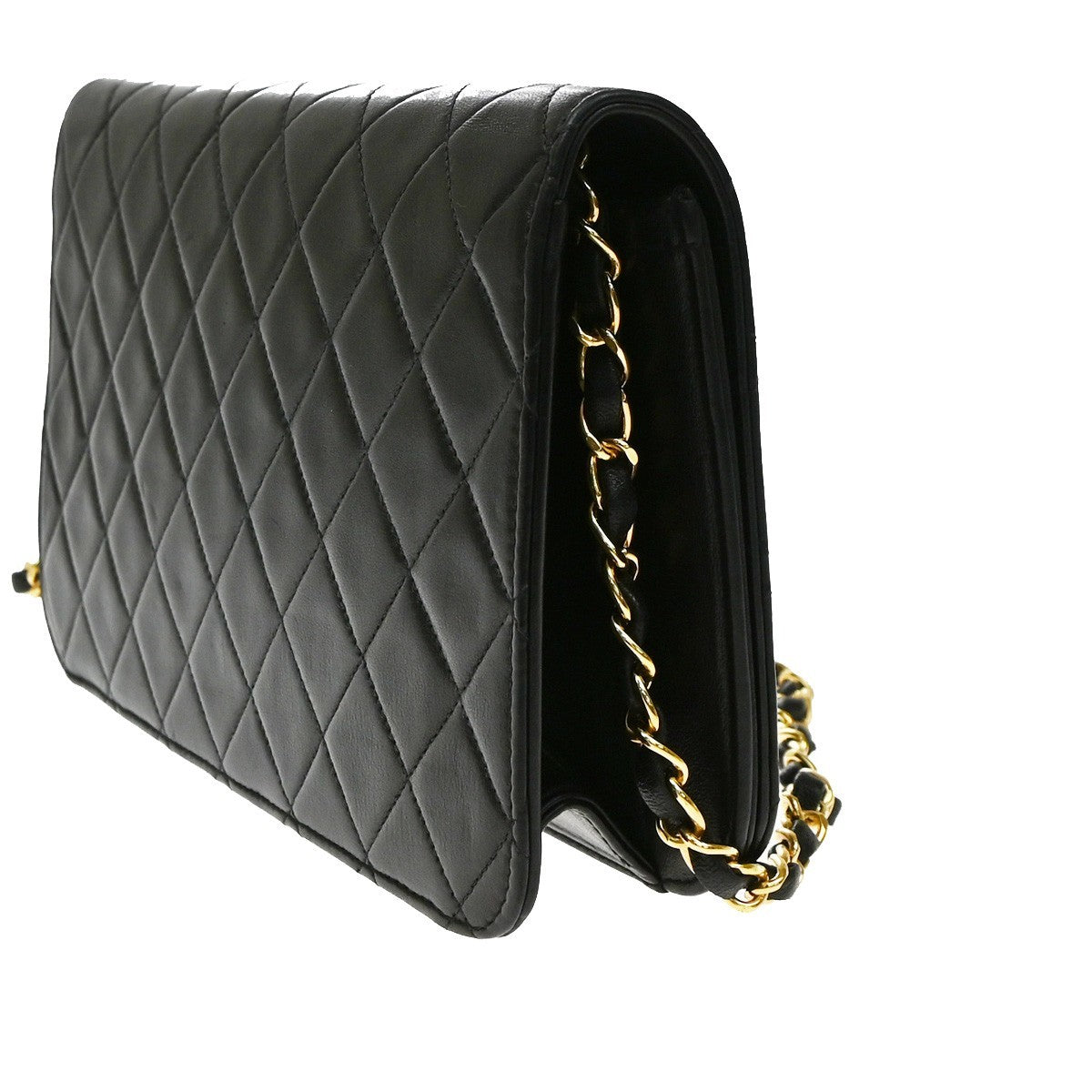 Chanel Cc Full Flap Wallet On Chain Quilted Caviar Black Leather Crossbody Bag Bag (Pre-Owned)