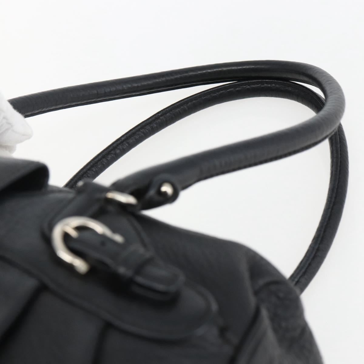 Salvatore Ferragamo Gancini Buckle Leather Black Leather Shoulder Bag Bag (Pre-Owned)