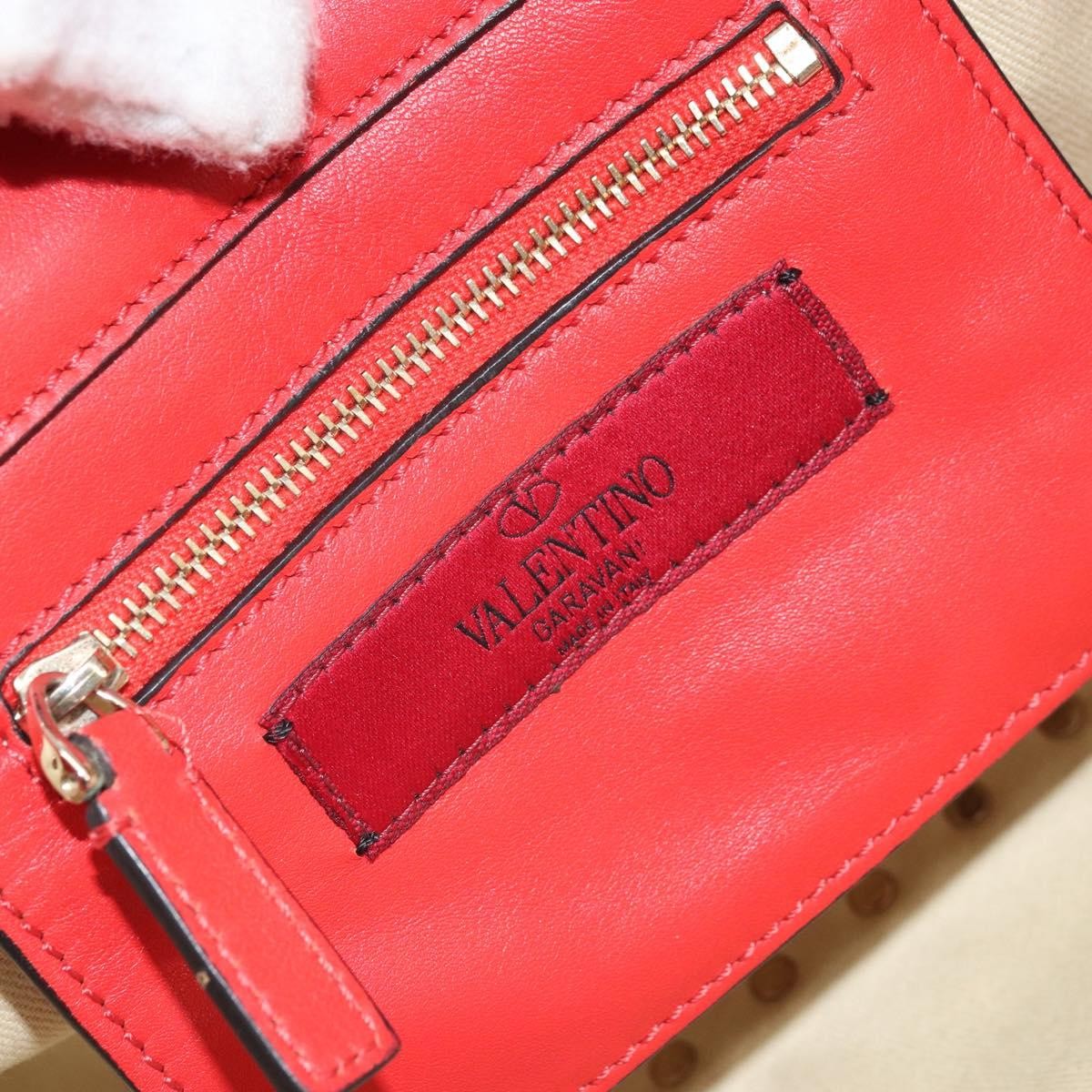 Valentino Garavani Rockstud Tote Soft Leather Red Leather Tote Bag Bag (Pre-Owned)