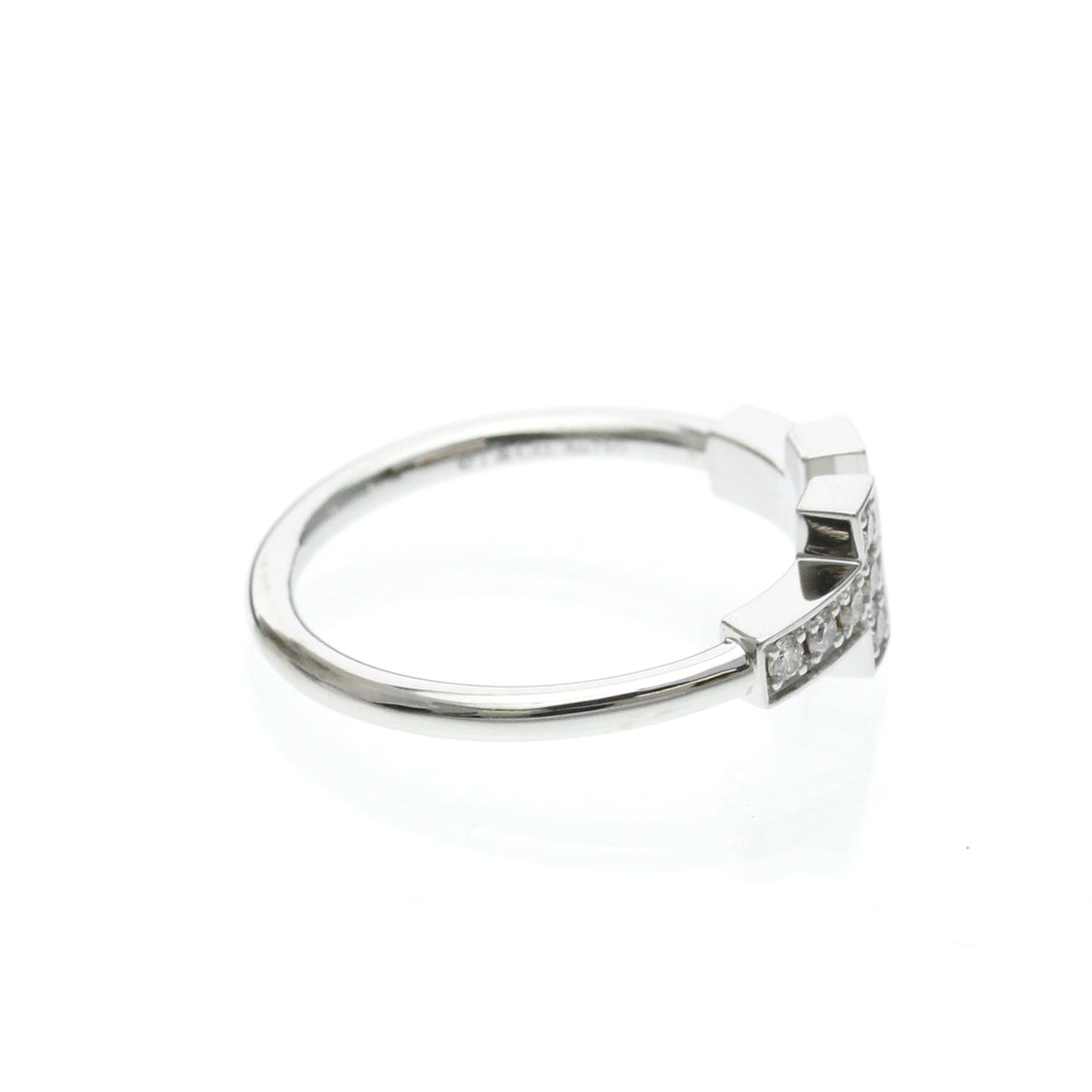 Tiffany & Co. T Wire 18K White Gold With Diamonds Silver White_Gold Ring Jewelry (Pre-Owned)